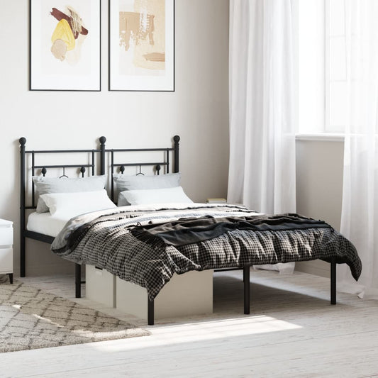 Black Metal Bed Frame with Headboard - 120x190cm | No Mattress Included