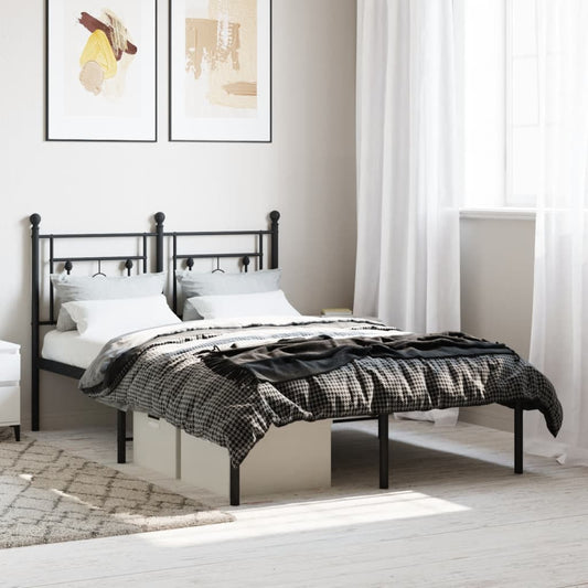 Black Metal Bed Frame with Headboard 120x200cm - No Mattress