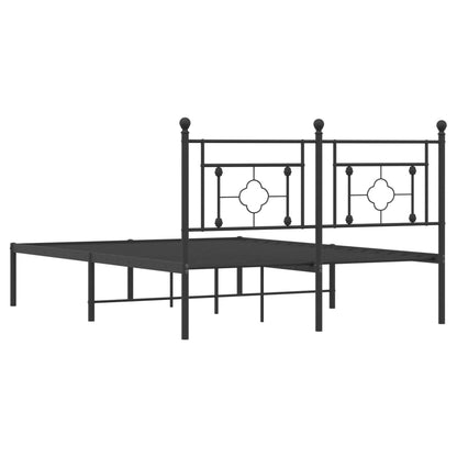 Metal Bed Frame without Mattress with Headboard Black 135x190cm