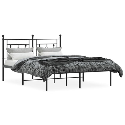 Metal Bed Frame without Mattress with Headboard Black 140x200cm