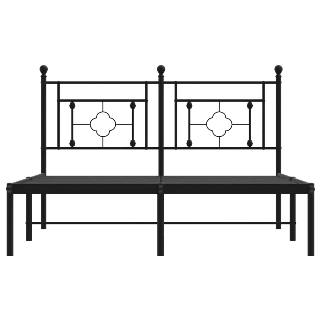 Metal Bed Frame without Mattress with Headboard Black 140x200cm