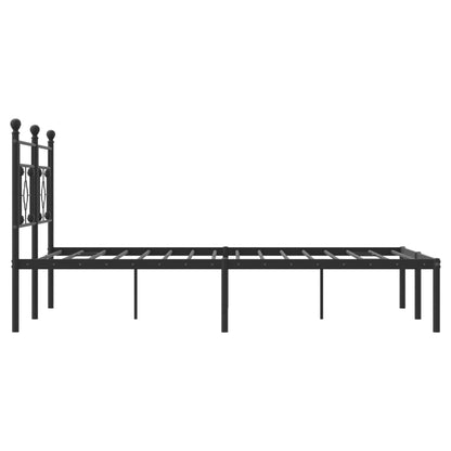 Black Metal Bed Frame with Headboard, 160x200cm, Mattress Not Included