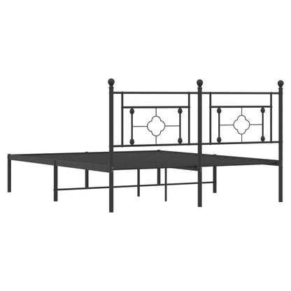Black Metal Bed Frame with Headboard, 160x200cm, Mattress Not Included