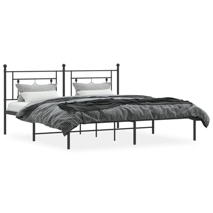 Metal Bed Frame without Mattress with Headboard Black 180x200cm