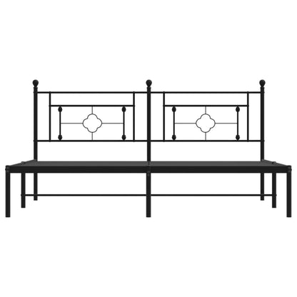 Metal Bed Frame without Mattress with Headboard Black 180x200cm