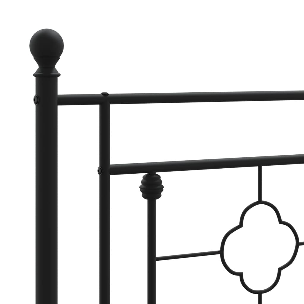 Metal Bed Frame without Mattress with Headboard Black 180x200cm
