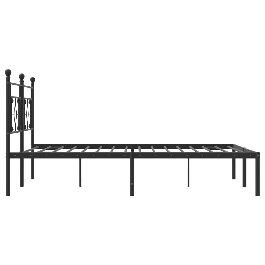 Black Metal Bed Frame with Headboard, No Mattress, 183x213cm