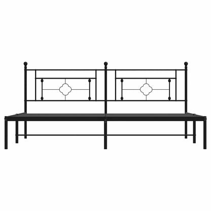 Metal Bed Frame without Mattress with Headboard Black 193x203cm