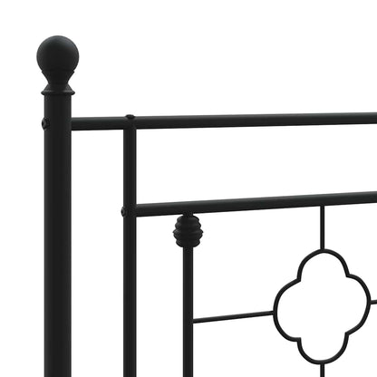 Metal Bed Frame without Mattress with Headboard Black 193x203cm