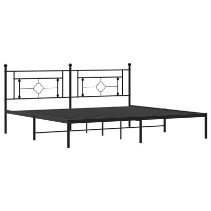 Metal Bed Frame without Mattress with Headboard Black 200x200cm