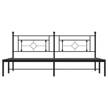 Metal Bed Frame without Mattress with Headboard Black 200x200cm