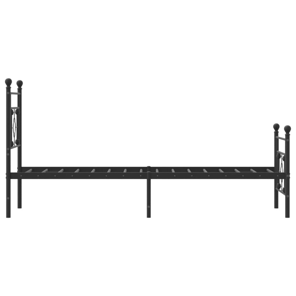 Black Metal Bed Frame with Footboard, 75x190cm - No Mattress