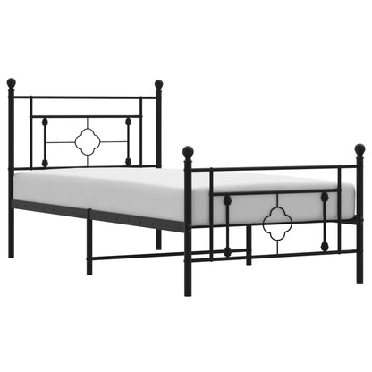 Black Metal Bed Frame with Footboard 90x190cm - No Mattress