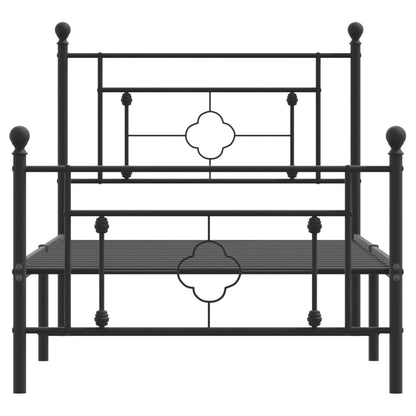 Black Metal Bed Frame with Footboard 90x190cm - No Mattress
