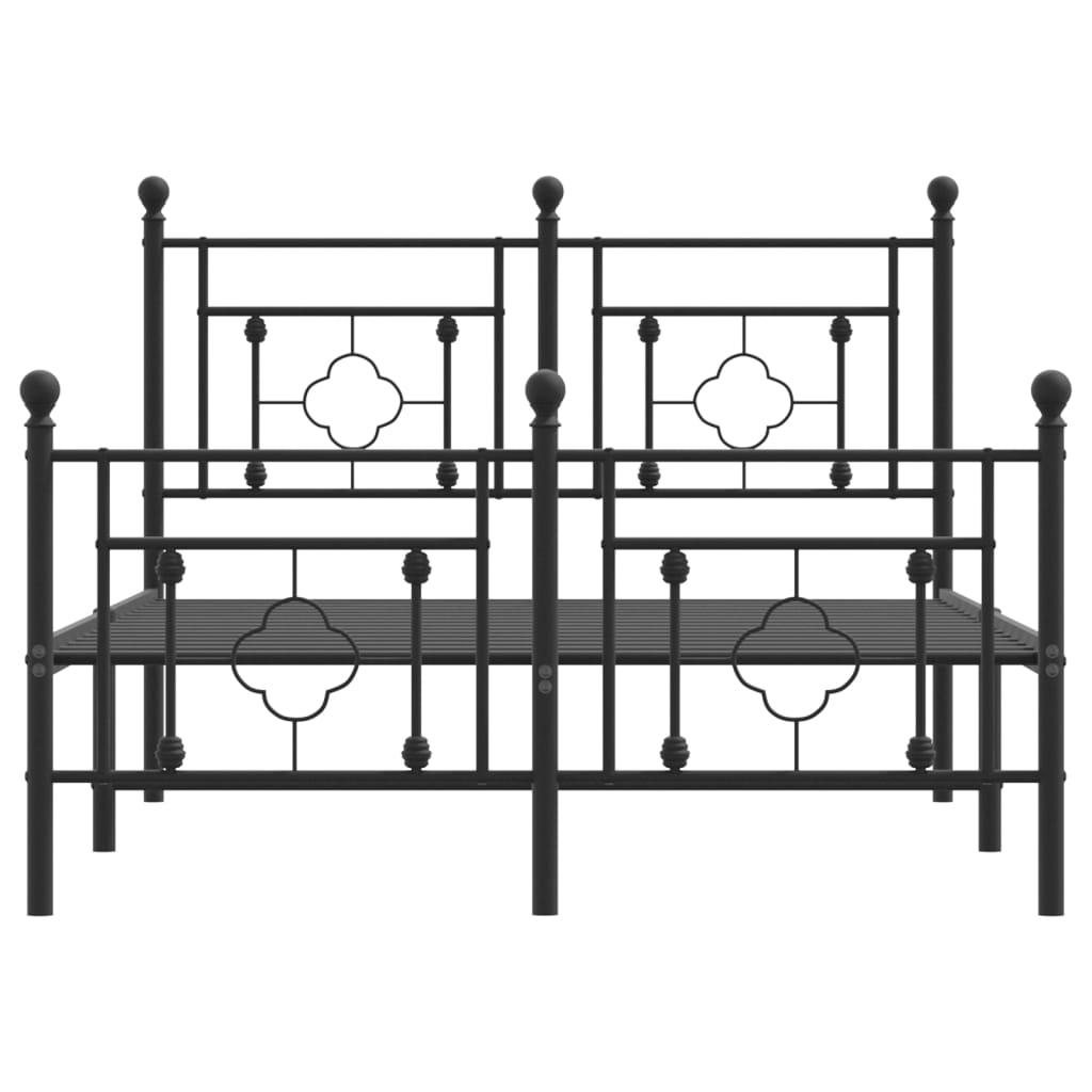 Black Metal Bed Frame with Footboard, 120x190cm - No Mattress