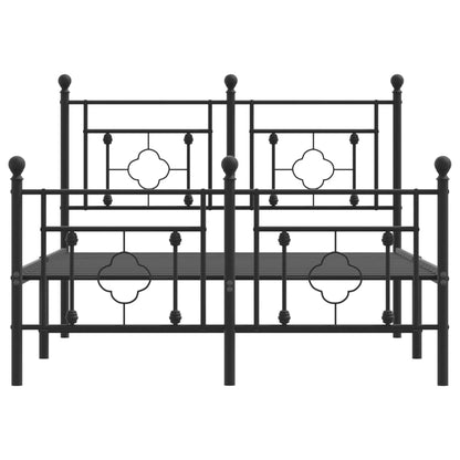 Black Metal Bed Frame with Footboard, 120x190cm - No Mattress