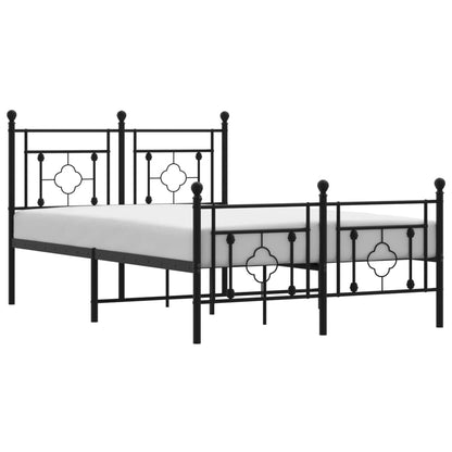 Sturdy Black Metal Bed Frame with Footboard, 120x200cm