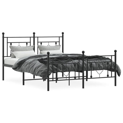 Black Metal Bed Frame with Footboard 135x190cm - No Mattress