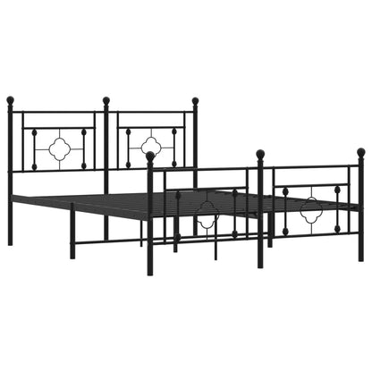 Black Metal Bed Frame with Footboard 135x190cm - No Mattress
