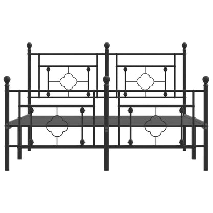 Black Metal Bed Frame with Footboard 135x190cm - No Mattress