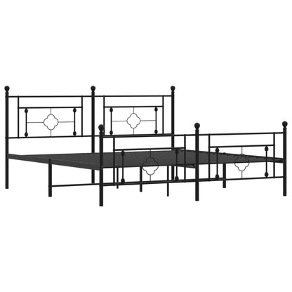 Metal Bed Frame without Mattress with Footboard Black 180x200cm