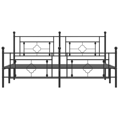 Metal Bed Frame without Mattress with Footboard Black 180x200cm
