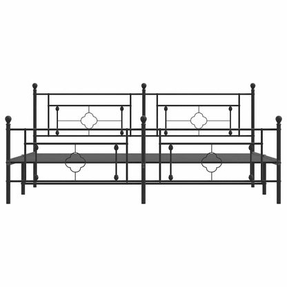 Metal Bed Frame without Mattress with Footboard Black 193x203cm