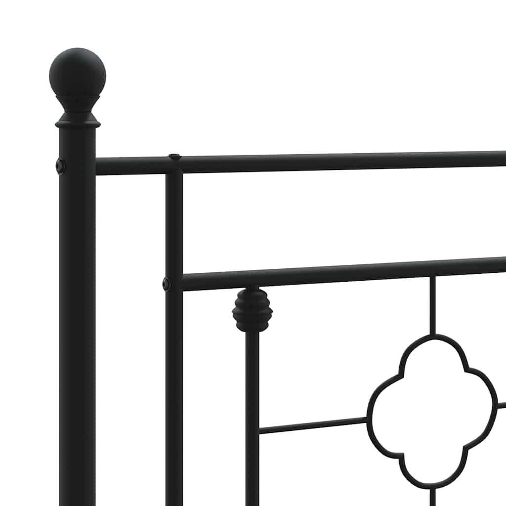 Metal Bed Frame without Mattress with Footboard Black 193x203cm