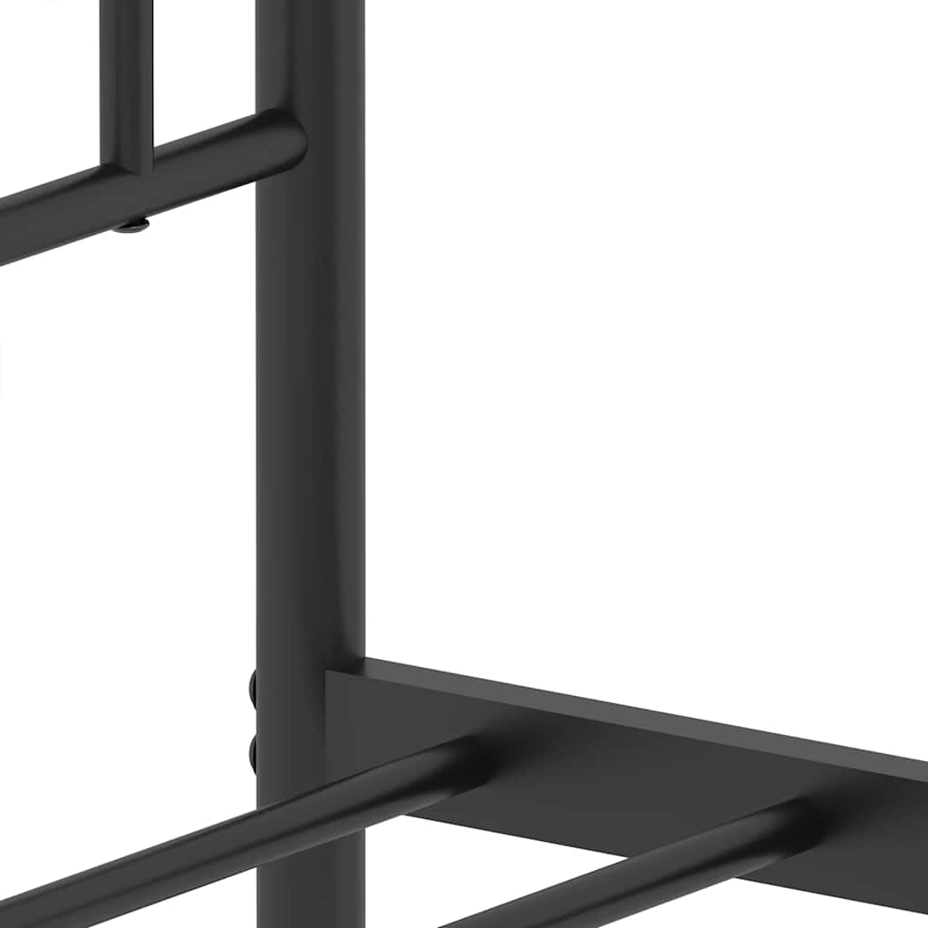 Metal Bed Frame without Mattress with Footboard Black 193x203cm