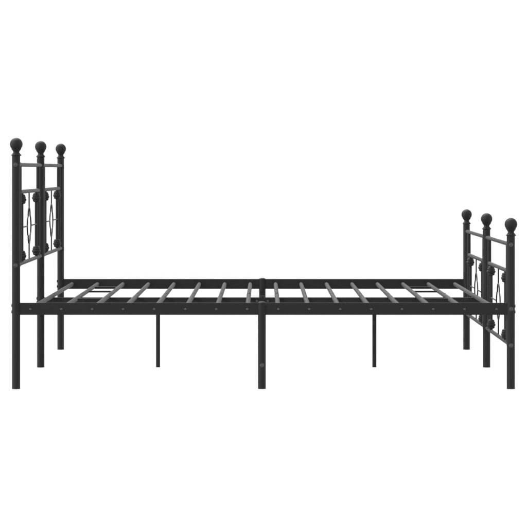 Sleek Black Metal Bed Frame with Footboard, 200x200cm | No Mattress