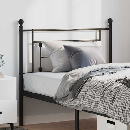 Sleek Black Metal Headboard - 100 cm Modern Design