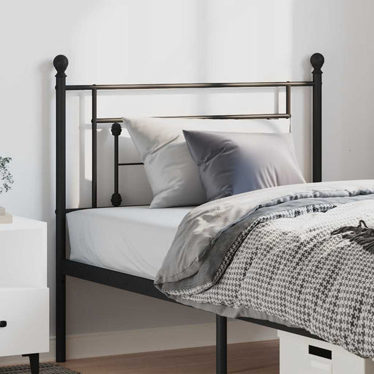 Sleek Black Metal Headboard - 100 cm Modern Design