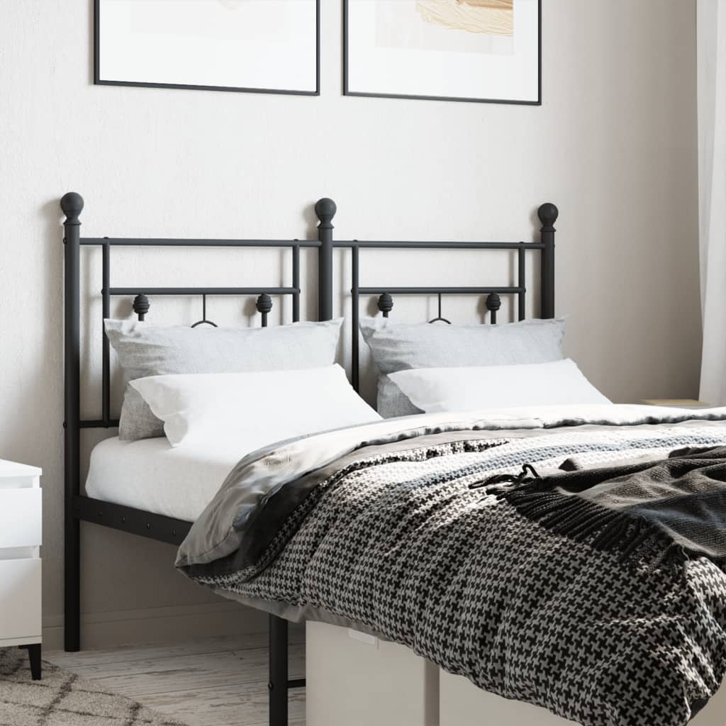 Sleek Black Metal Headboard - 120 cm Modern Bedroom Decor
