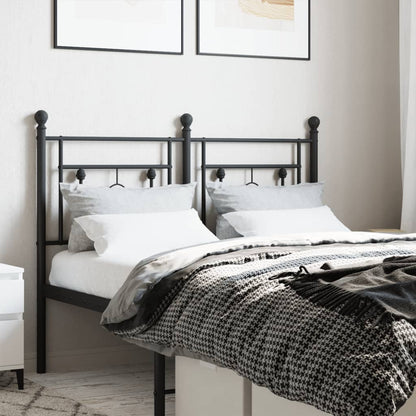 Sleek Black Metal Headboard - 120 cm Modern Bedroom Decor