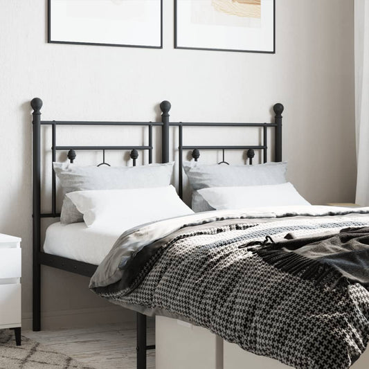 Sleek Black Metal Headboard - 120 cm Modern Bedroom Decor