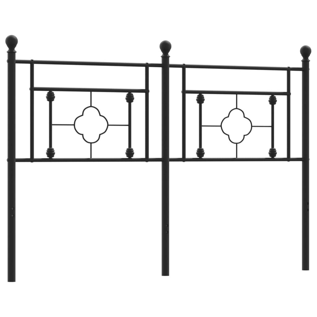 Sleek Black Metal Headboard 140 cm - Modern Bedroom Accent