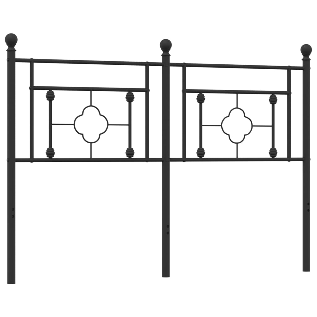 Sleek Black Metal Headboard 140 cm - Modern Bedroom Accent