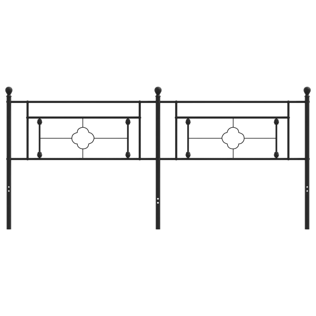 Sleek Black Metal Headboard - 200 cm Long, Modern Elegance