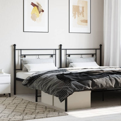 Sleek Black Metal Headboard - 200 cm Long, Modern Elegance