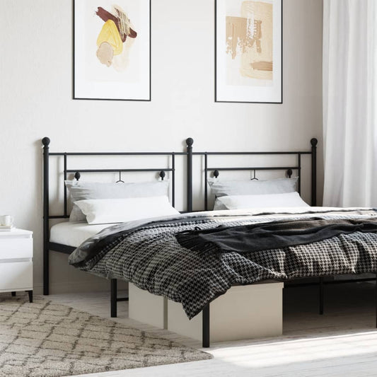 Sleek Black Metal Headboard - 200 cm Long, Modern Elegance