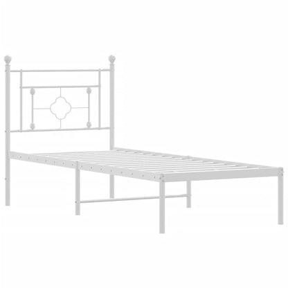 Metal Bed Frame without Mattress with Headboard White 75x190cm