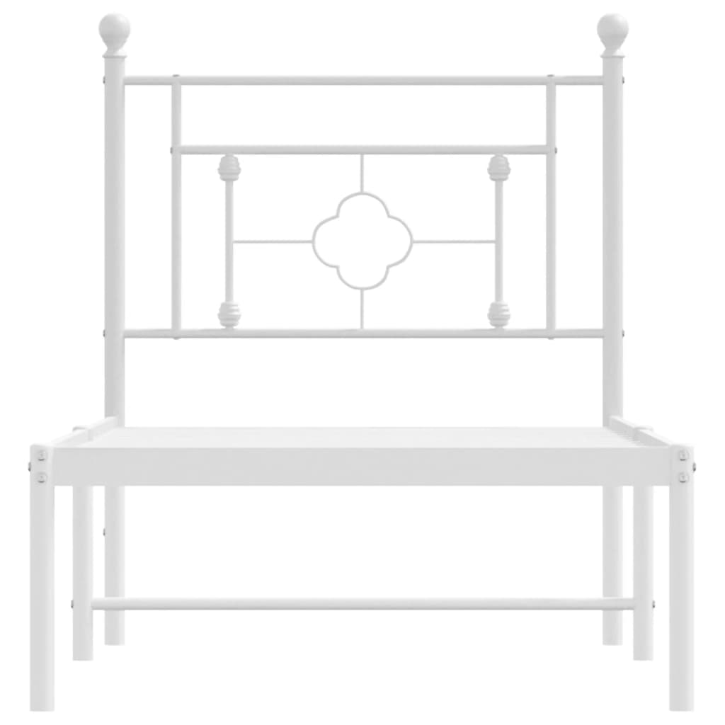 White Metal Bed Frame with Headboard 80x200cm - No Mattress