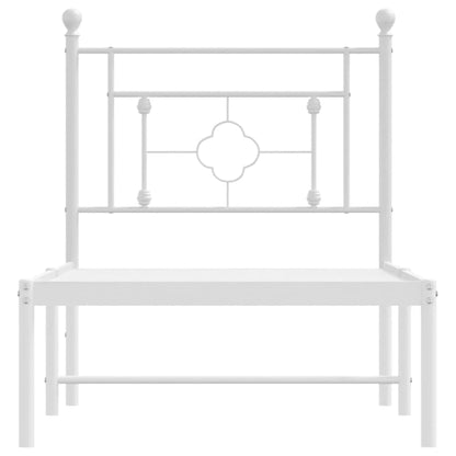 White Metal Bed Frame with Headboard 80x200cm - No Mattress