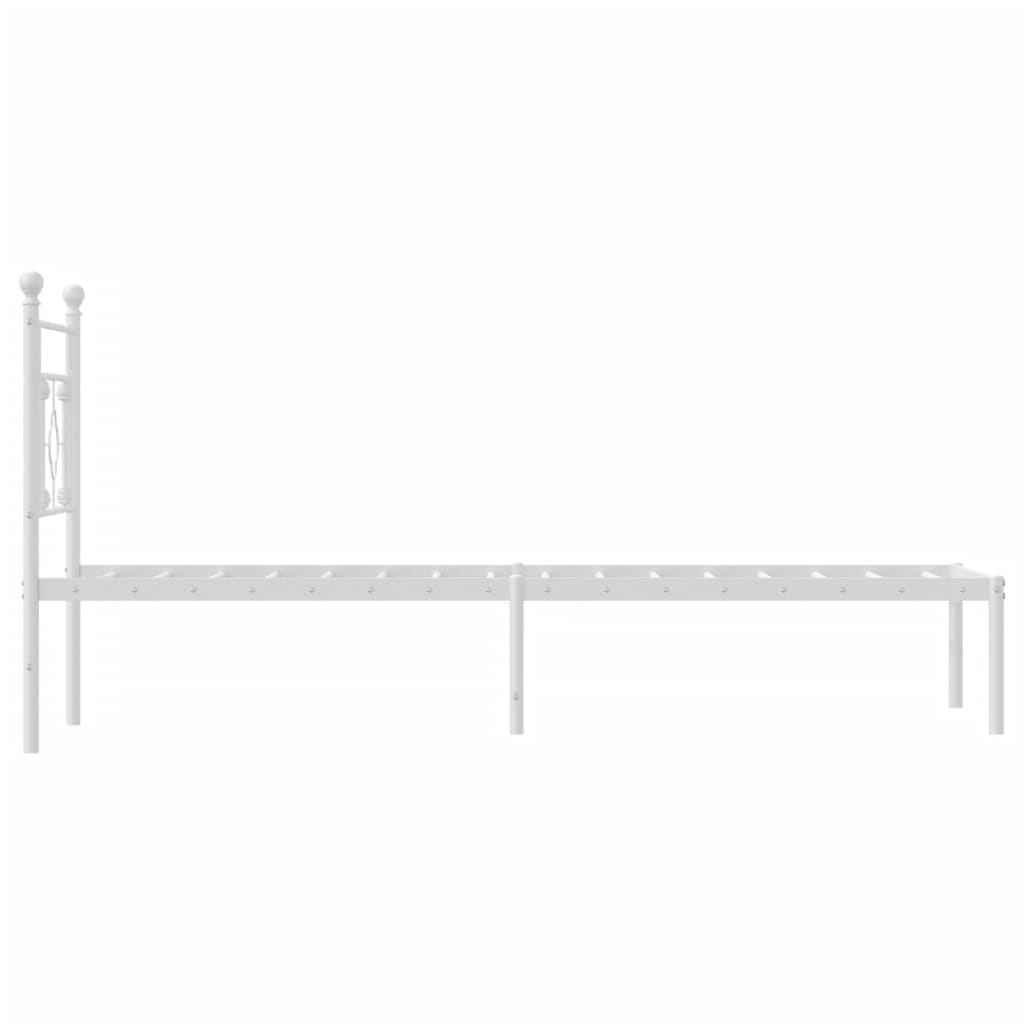 White Metal Bed Frame with Headboard 80x200cm - No Mattress