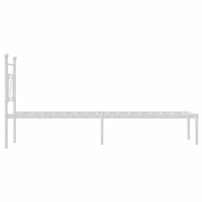 White Metal Bed Frame with Headboard 80x200cm - No Mattress