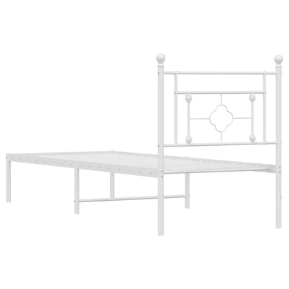 White Metal Bed Frame with Headboard 80x200cm - No Mattress