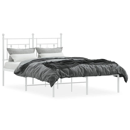 White Metal Bed Frame with Headboard, 120x190cm - No Mattress