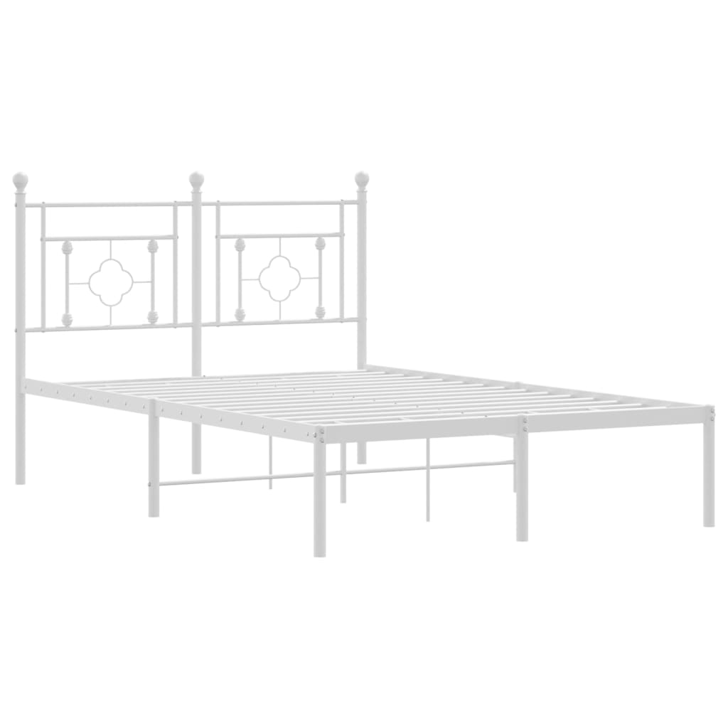 White Metal Bed Frame with Headboard, 120x190cm - No Mattress