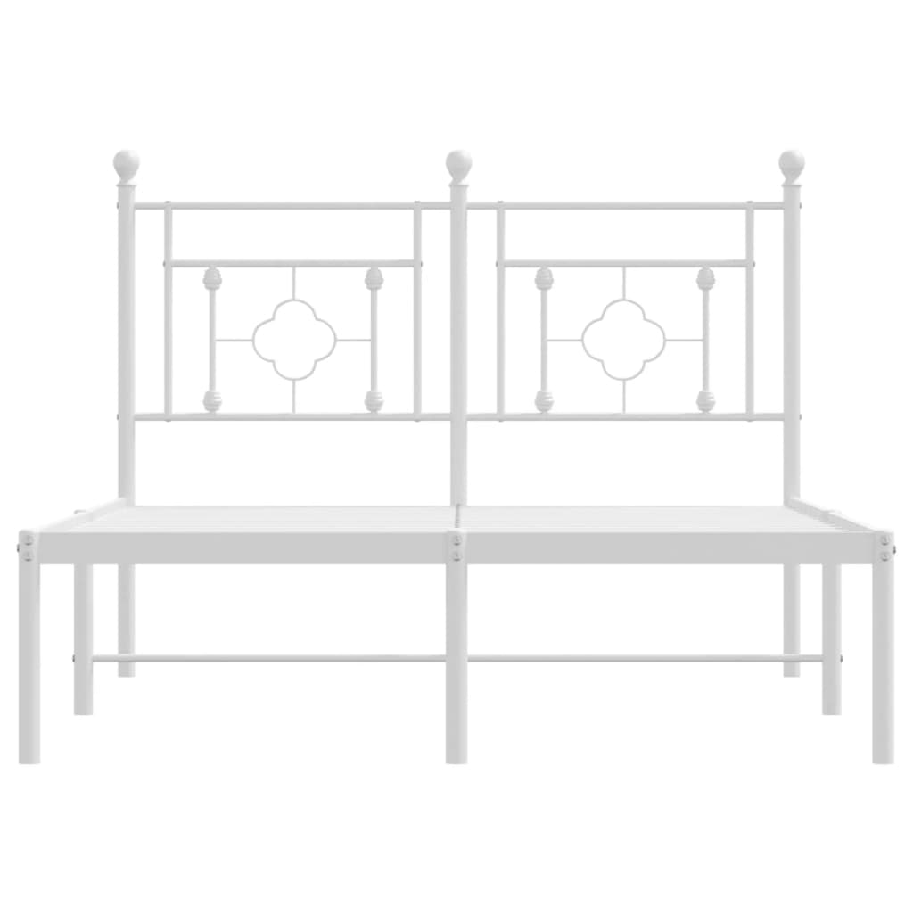 White Metal Bed Frame with Headboard, 120x190cm - No Mattress