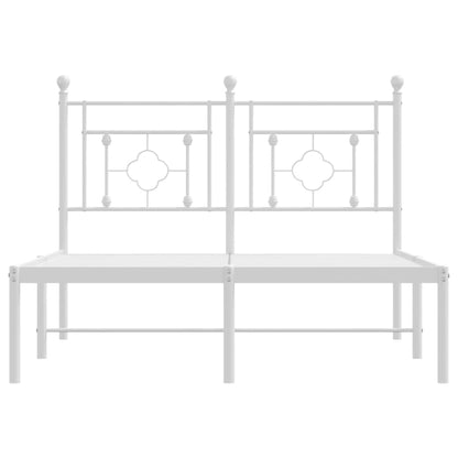 White Metal Bed Frame with Headboard, 120x190cm - No Mattress